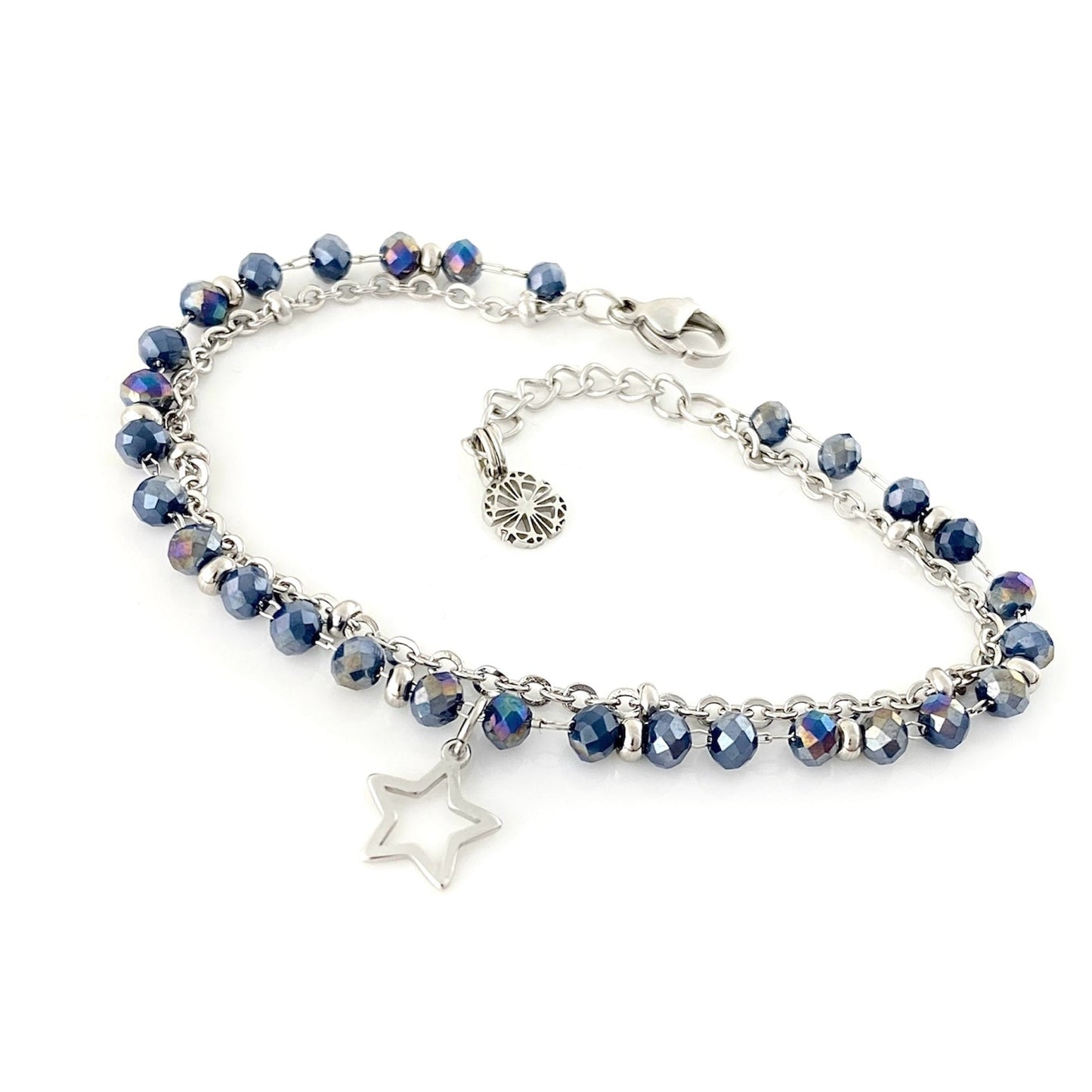 Bracciale Cristallo Doppio Filo - Blu