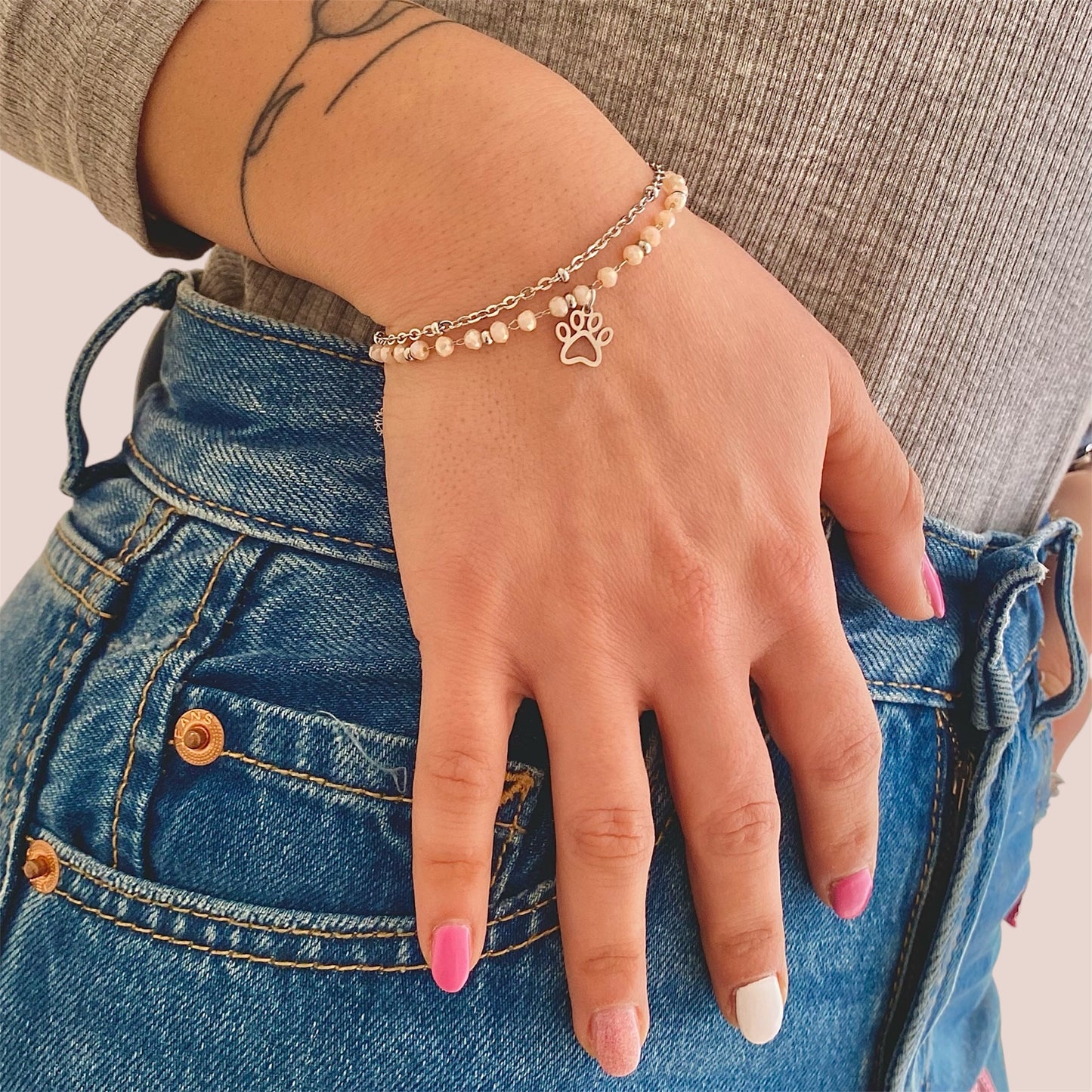 Bracciale Cristallo Doppio Filo Indossato