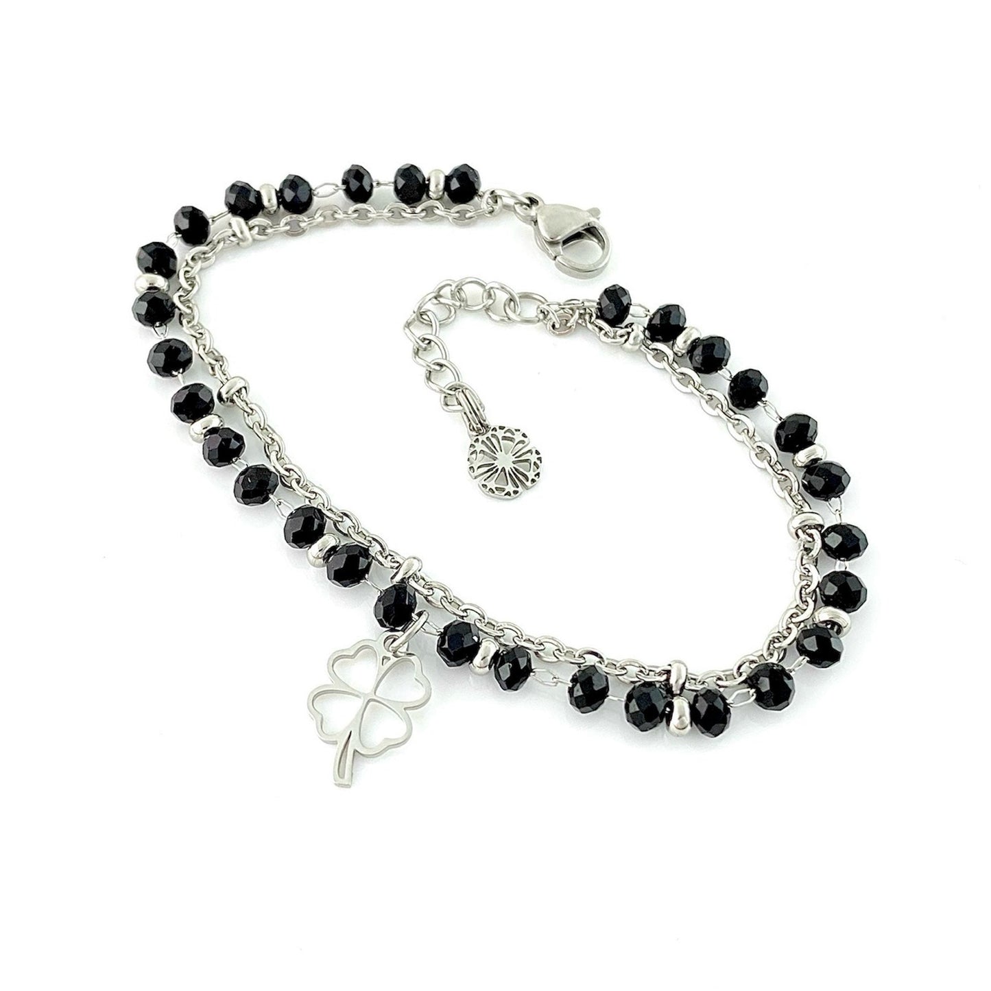 Bracciale Cristallo Doppio Filo - Nero