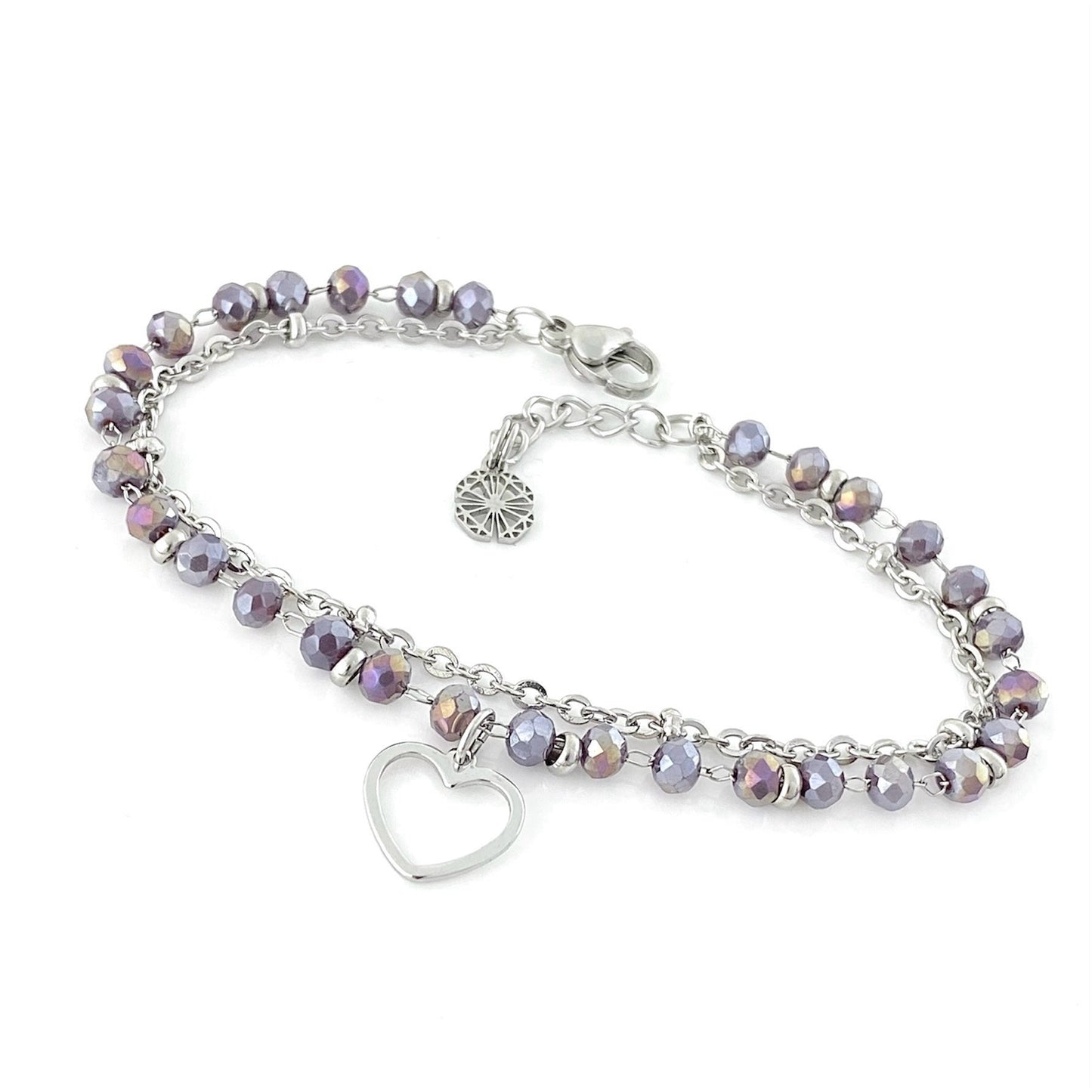 Bracciale Cristallo Doppio Filo - Viola