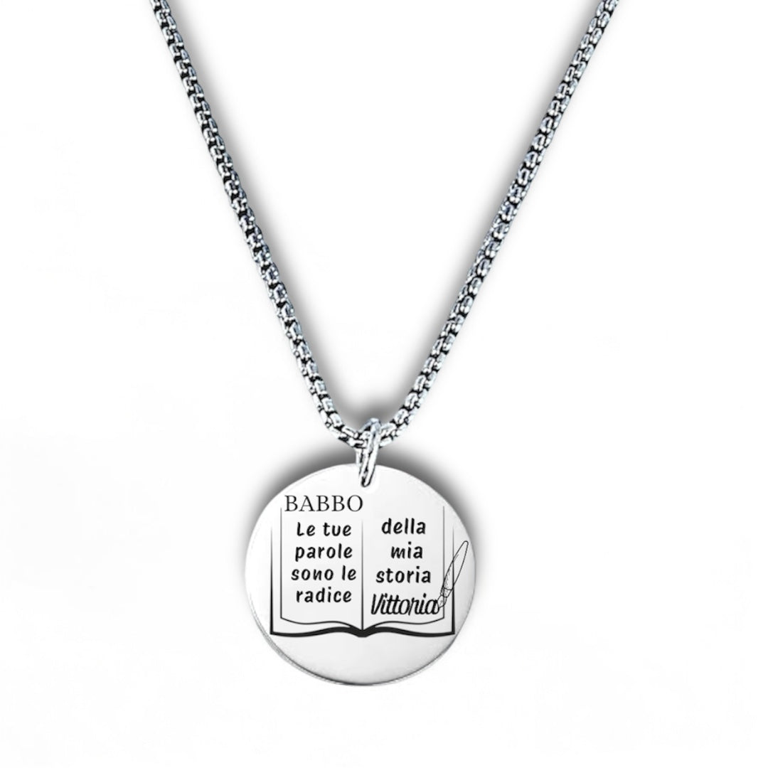 Collana Papà/Babbo con Nome Figlio/a Inciso