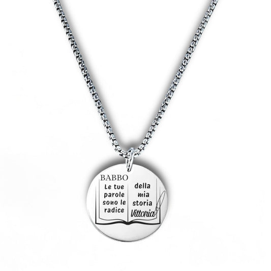 Collana Papà/Babbo con Nome Figlio/a Inciso