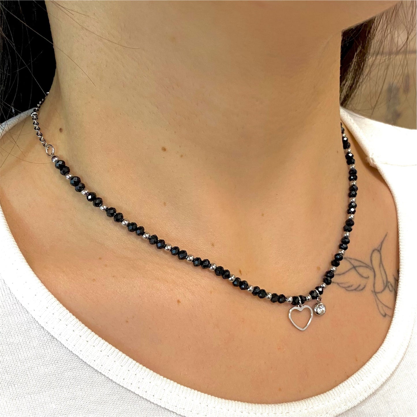 Collana Cristallo Indossata Nero