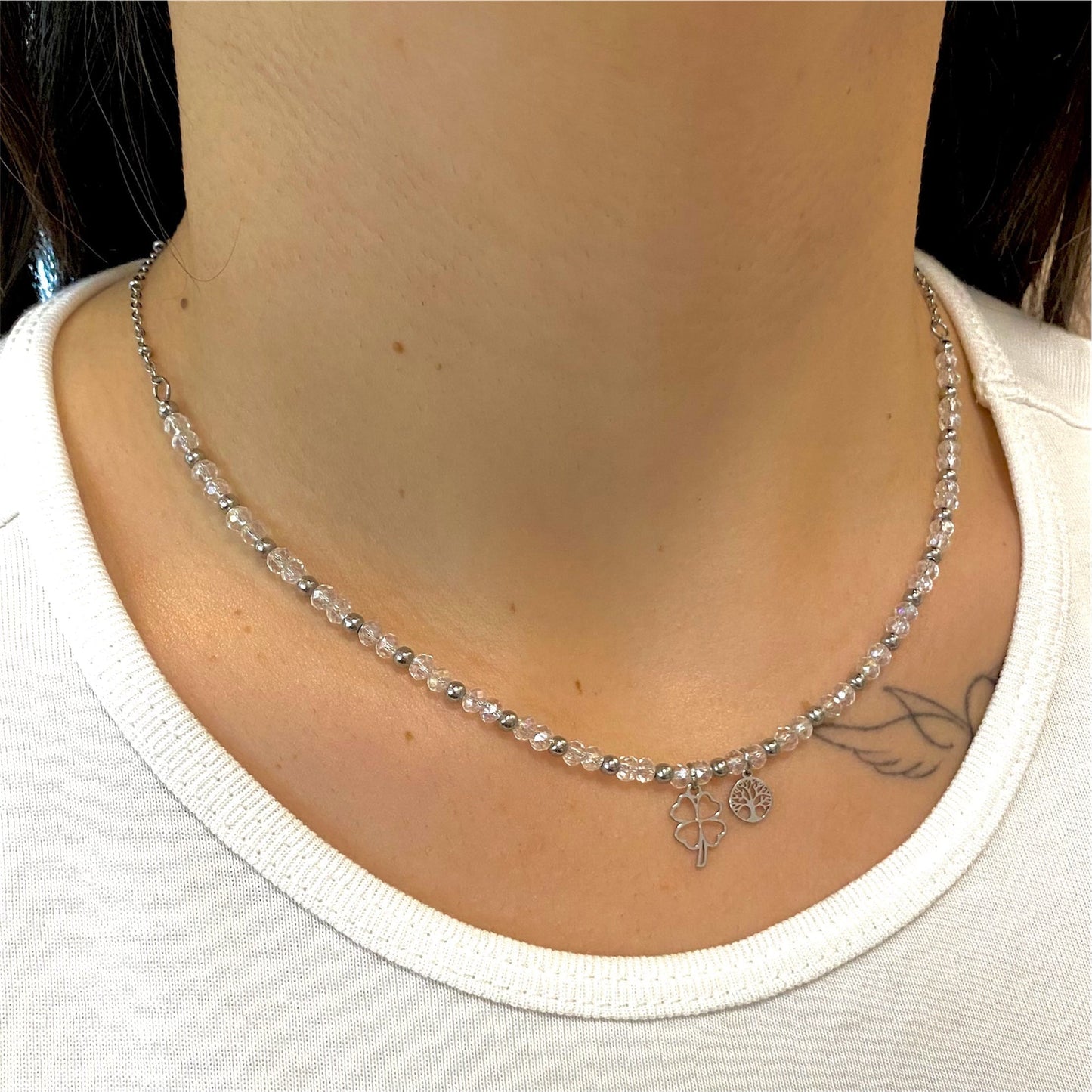 Collana Cristallo Indossata Trasparente