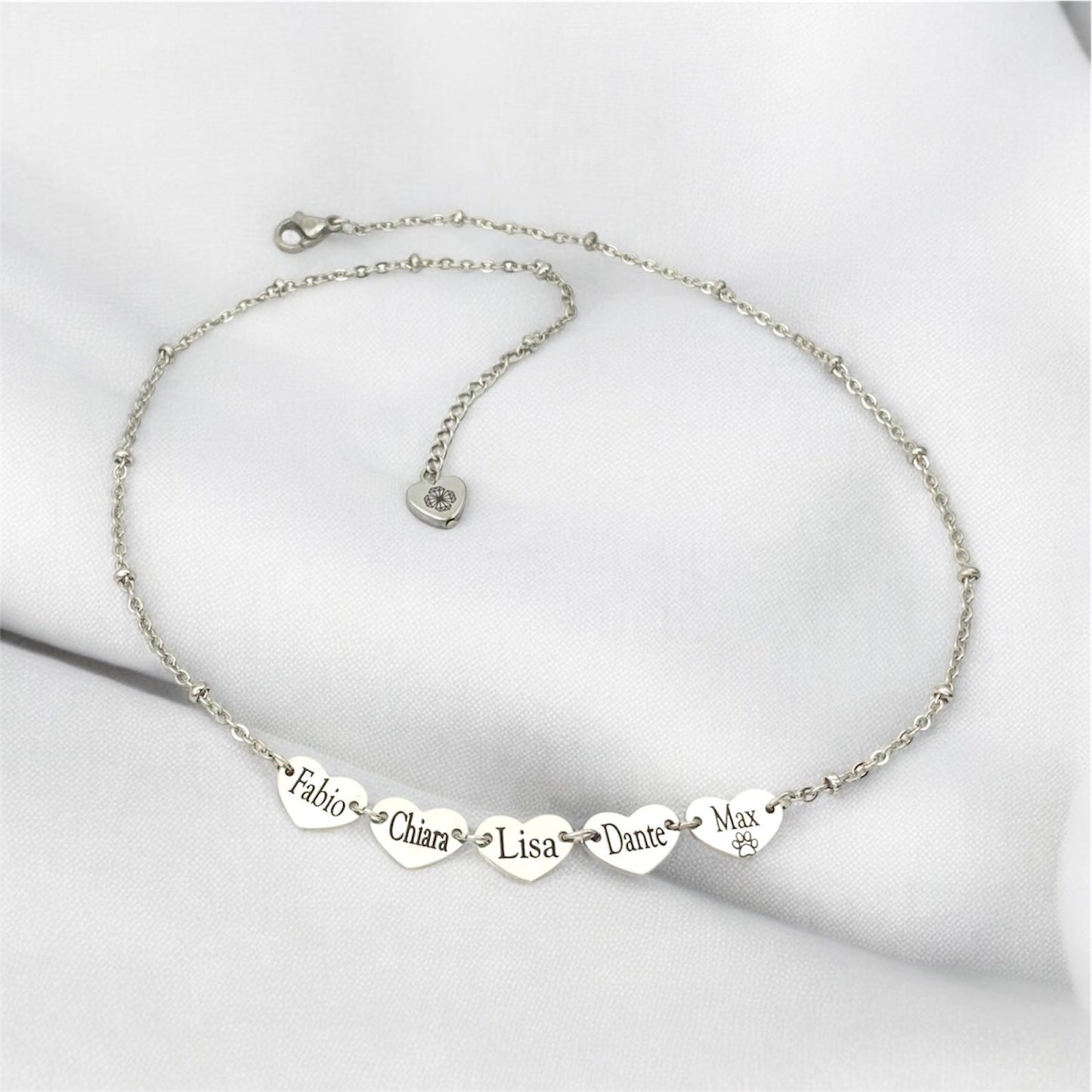Collana Famiglia Nomi Incisi Bianco