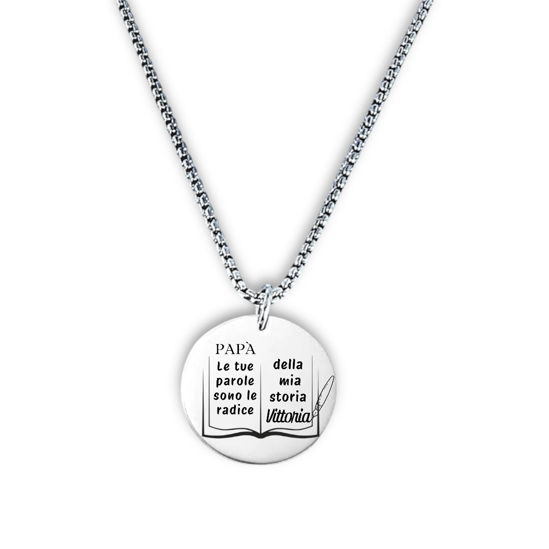 Collana Papà/Babbo con Nome Figlio/a Inciso