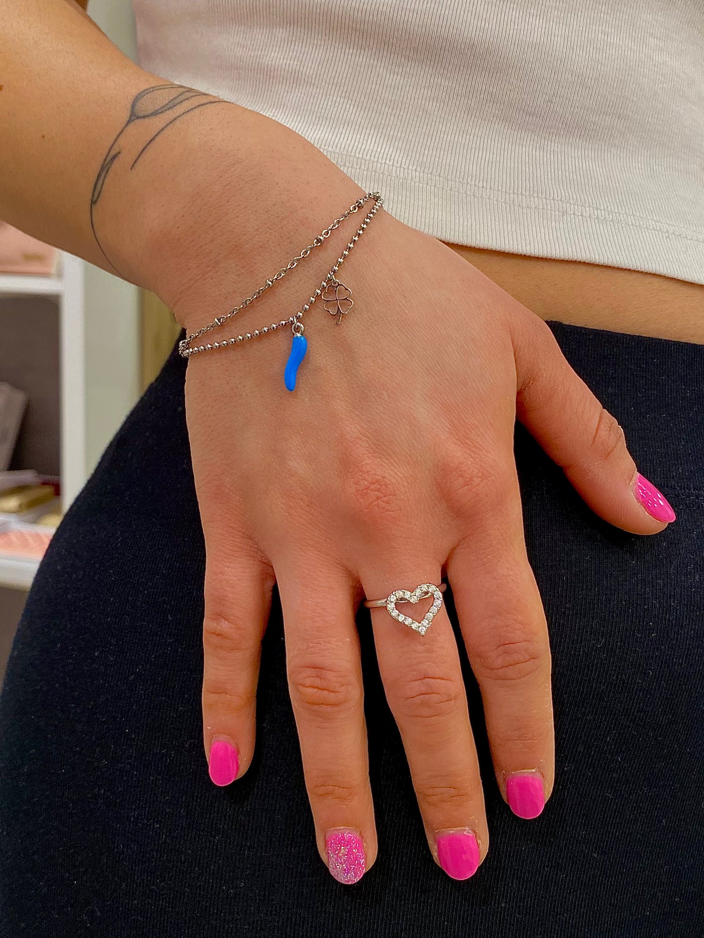 Indossato Bracciali della Fortuna Blu