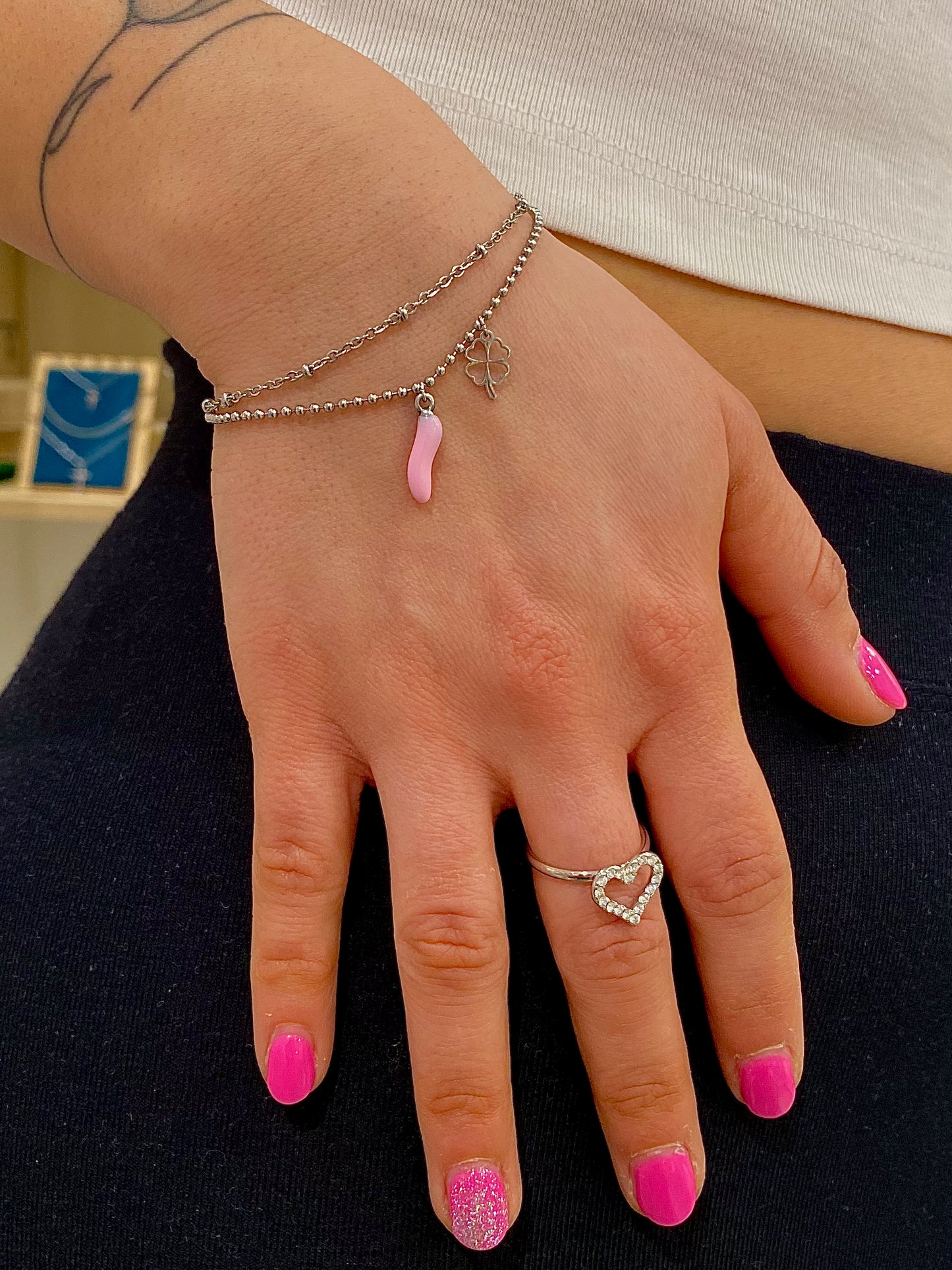 Indossato Bracciali della Fortuna Rosa