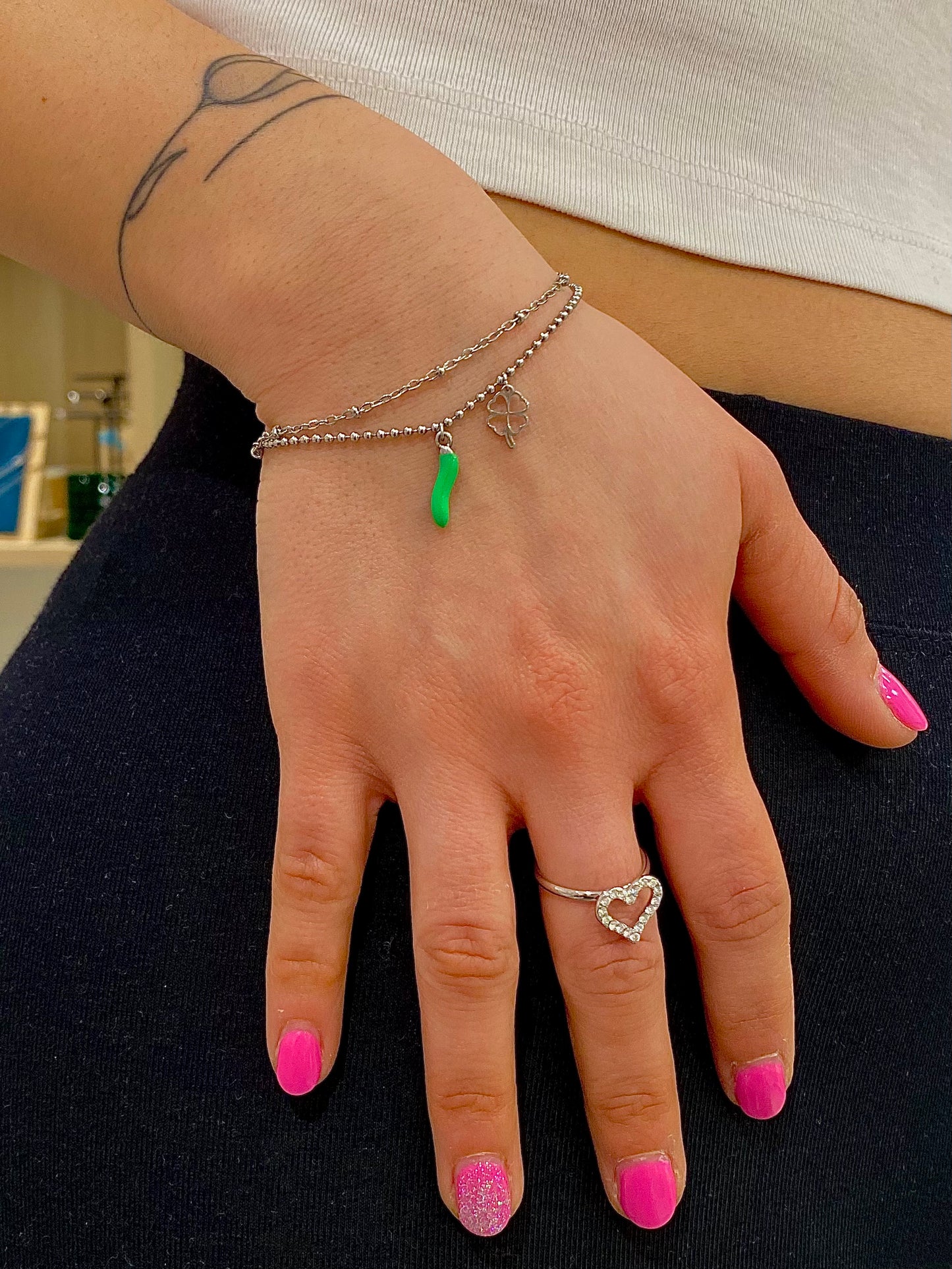 Indossato Bracciali della Fortuna Verde