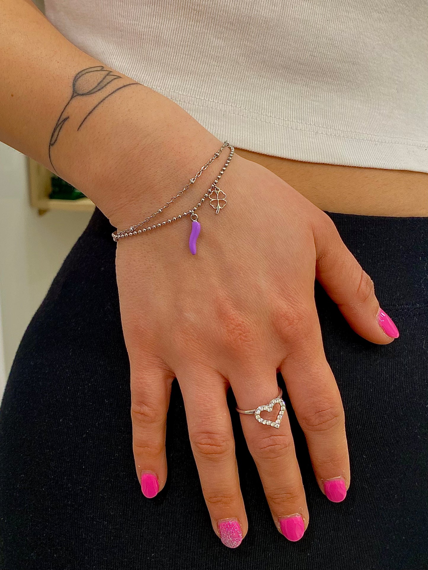 Indossato Bracciali della Fortuna Viola