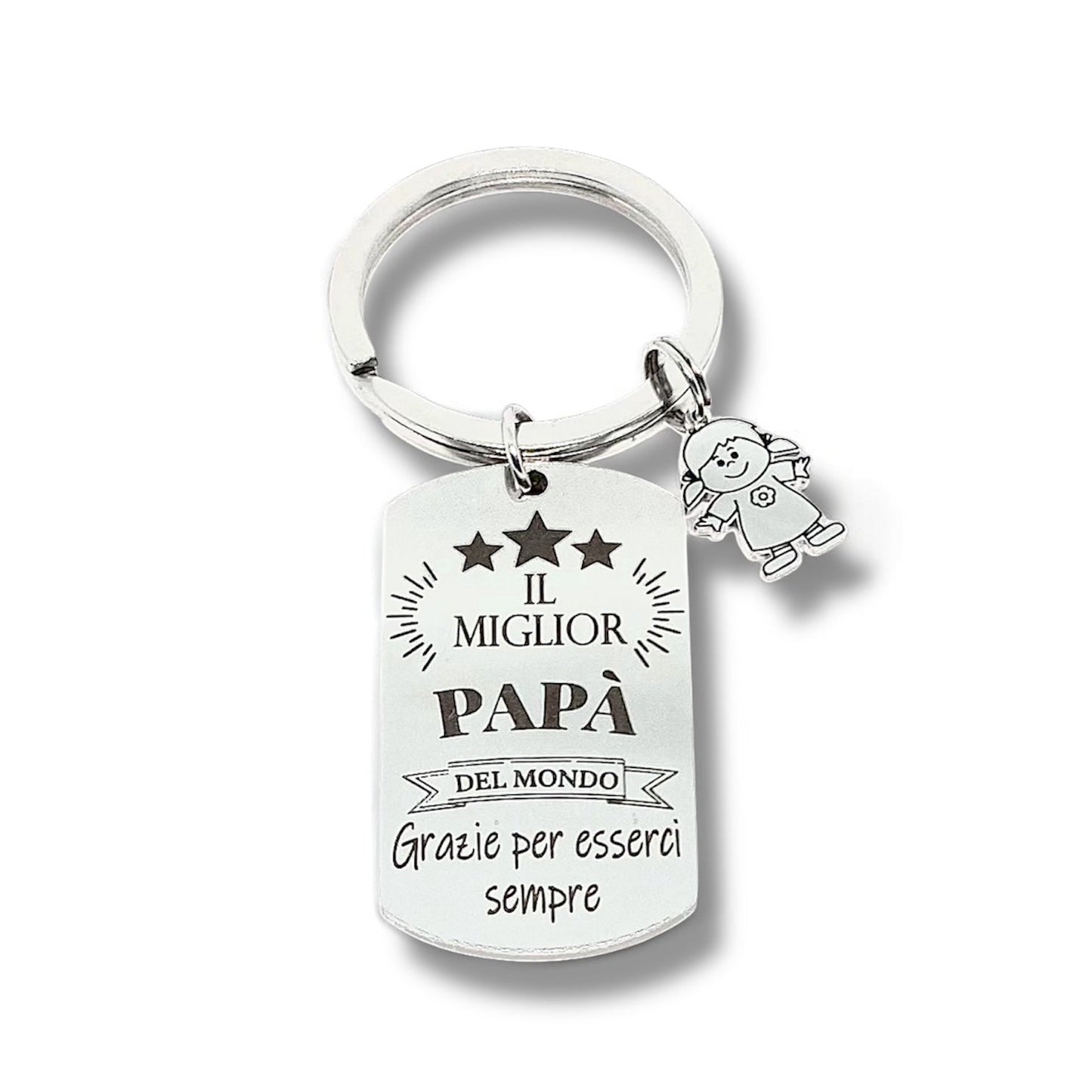 Festa del Papà - Portachiavi PAPÀ/BABBO ciondolo bimba