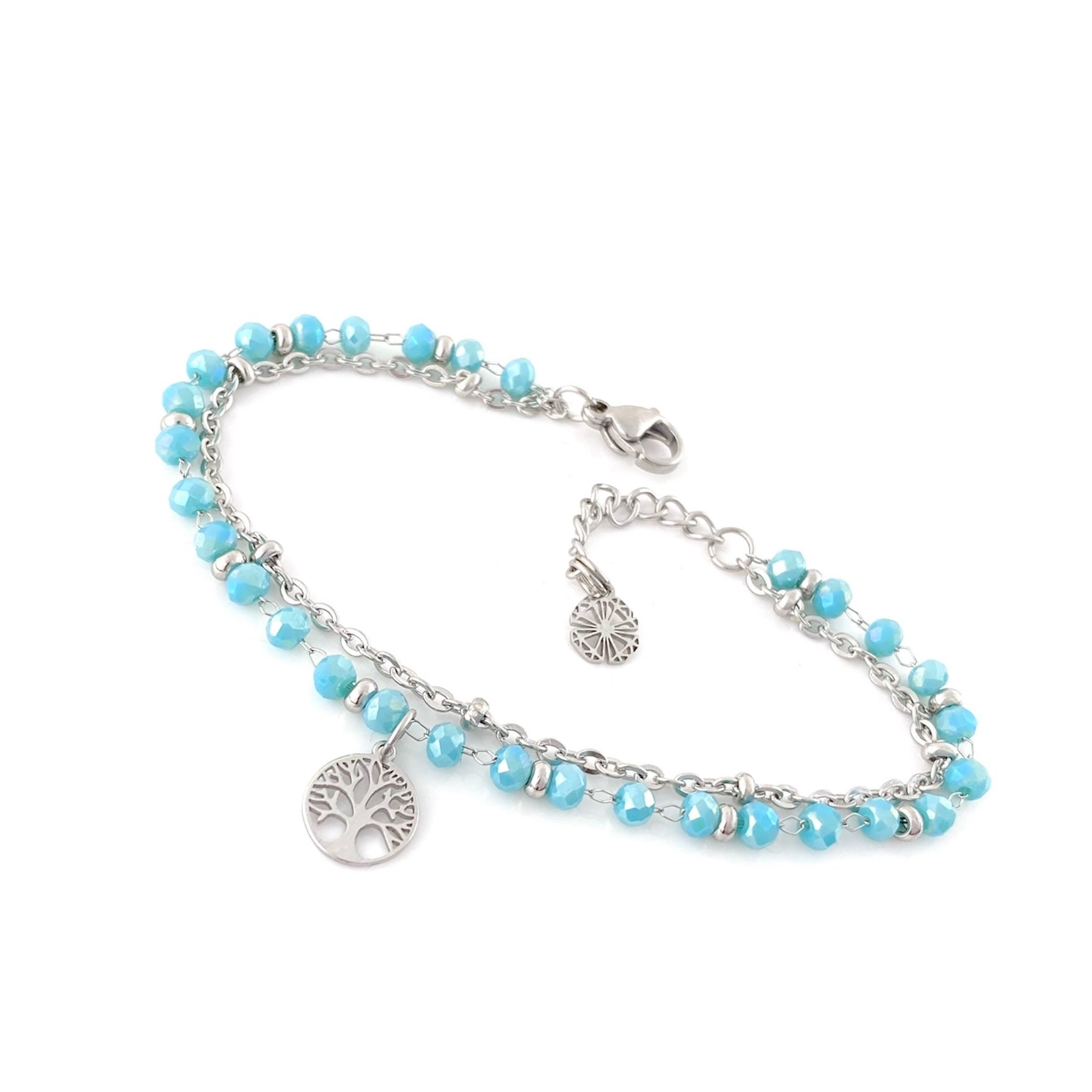 Bracciale Cristallo Doppio Filo - Celeste