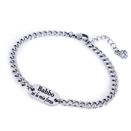 Bracciale Papà/Babbo Targa Incisa - Regali per il Babbo