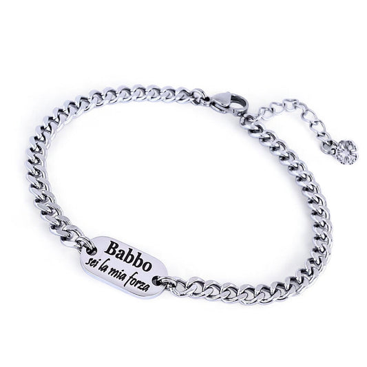 Bracciale Papà/Babbo Targa Incisa - Regali per il Babbo