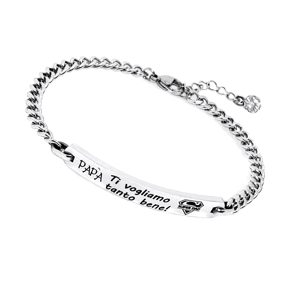 Bracciale Papà/Babbo Targa Incisa - Regali per il Papà