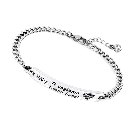 Bracciale Papà/Babbo Targa Incisa - Regali per il Papà