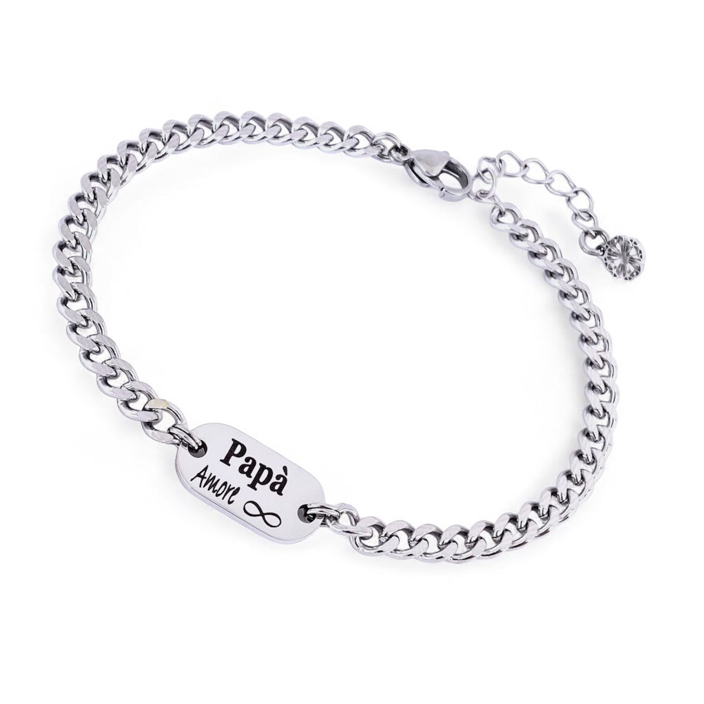 Bracciale Papà/Babbo Targa Incisa - Regali per il Papà/Babbo