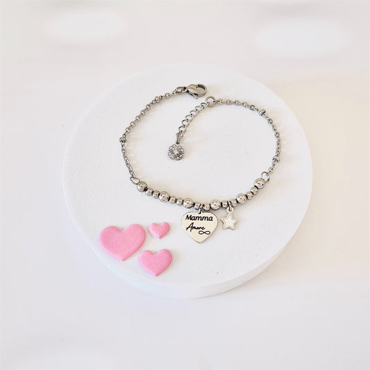 Bracciale Festa della Mamma - Ciondolo Cuore Personalizzato