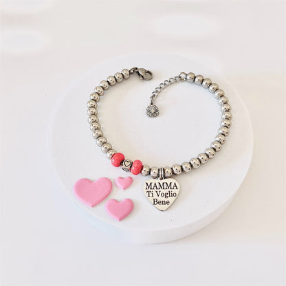 Bracciale Festa della Mamma - Ciondolo Cuore Personalizzato