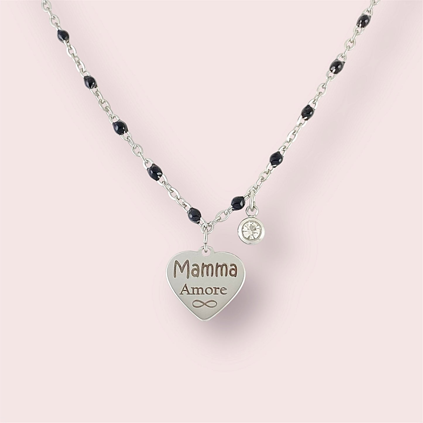 Collana Cuore con Frase Incisa - Nero
