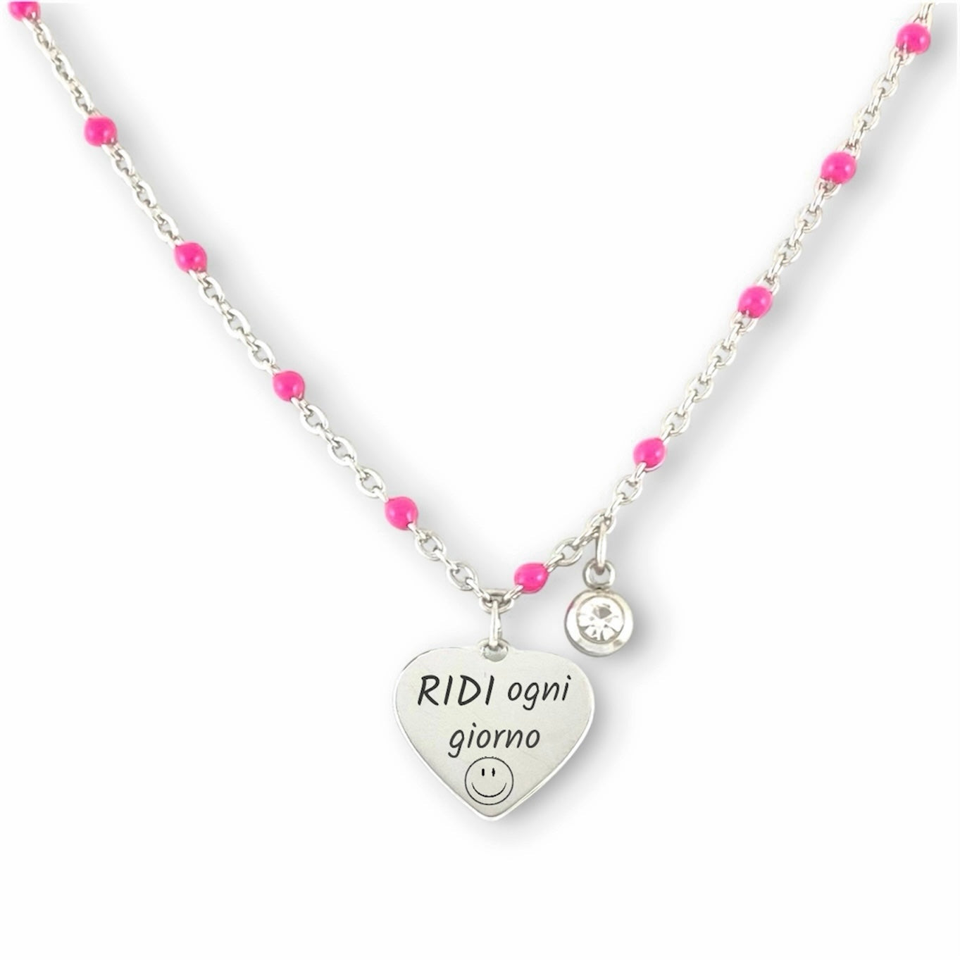 Collana Cuore con Frase Incisa - Rosa
