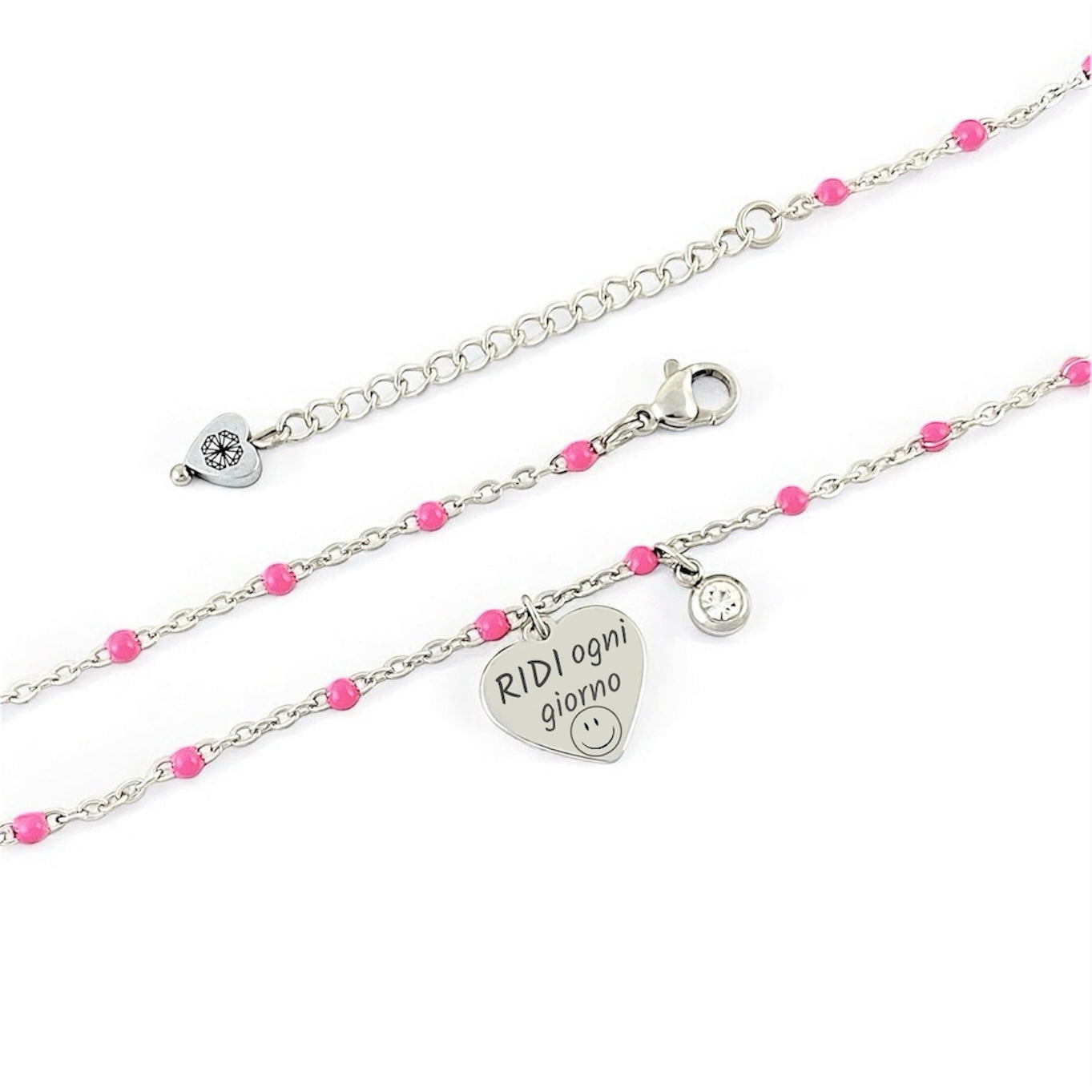 Collana Cuore con Frase Incisa - Rosa