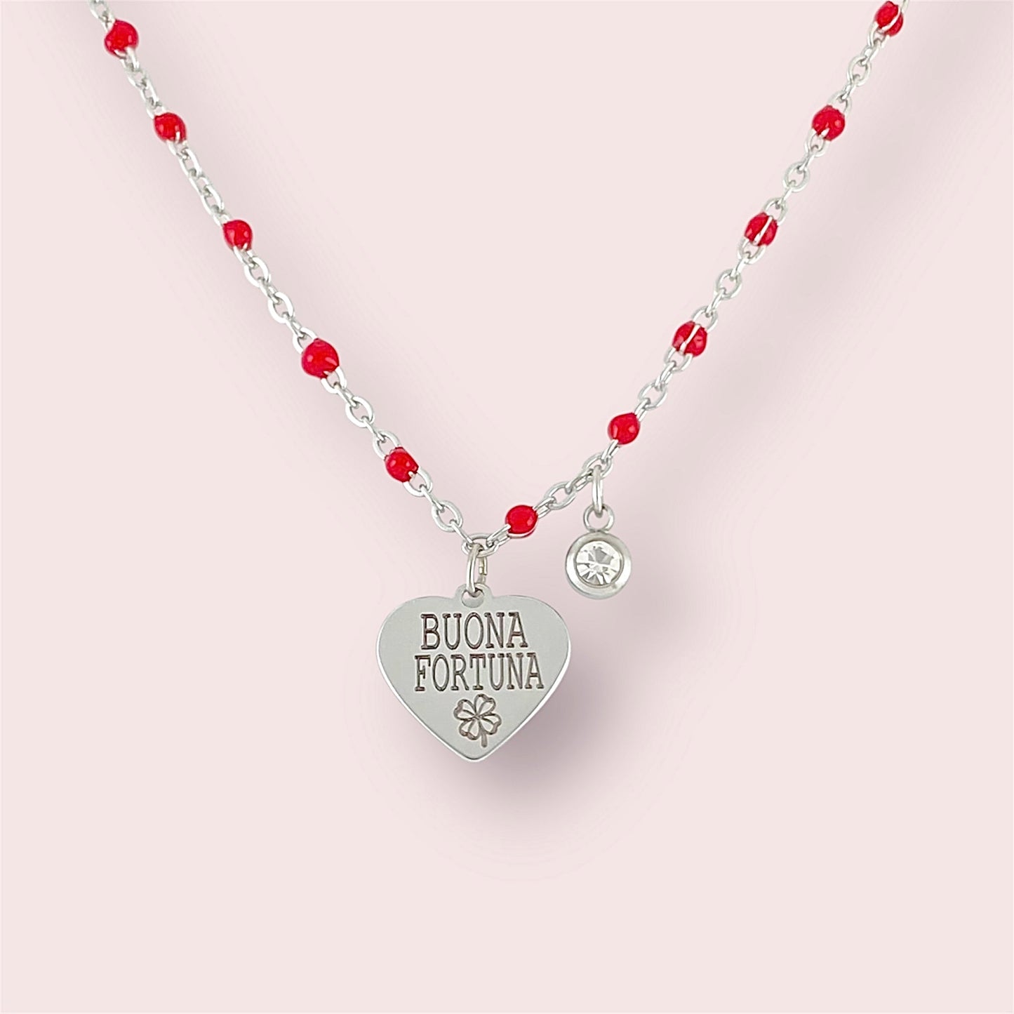 Collana Cuore con Frase Incisa - Rosso