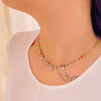 Collana Multicolor Fiori Indossata