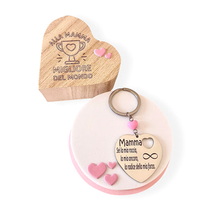 Portachiavi Festa della Mamma - Cuore e Frase Personalizzati