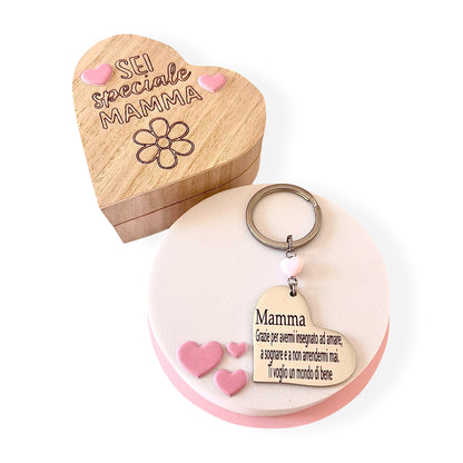 Portachiavi Festa della Mamma - Cuore e Frase Personalizzati