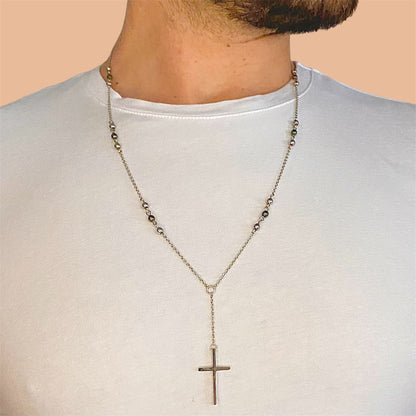 Rosario in Acciaio Uomo indossato